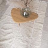 Berber carpet Béni Ouarain plain white with inlaid line patterns