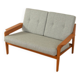 Teak and gray fabric sofa, 1960s