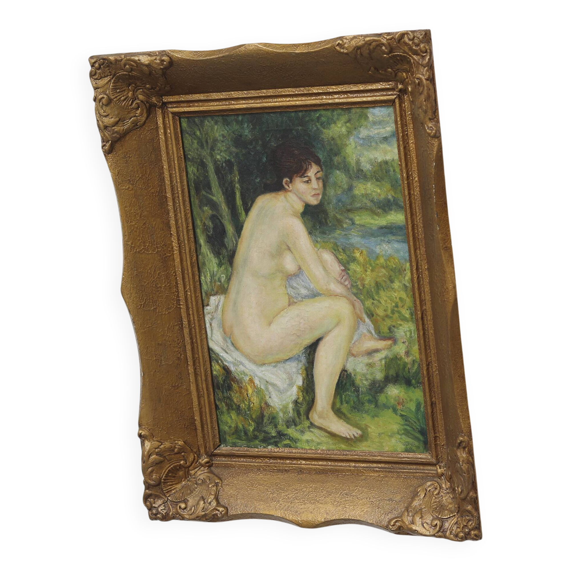 French Naive Folk Art Painting with Nude Figure – ca. 1920