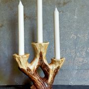 Bougeoir céramique faux-bois années 50