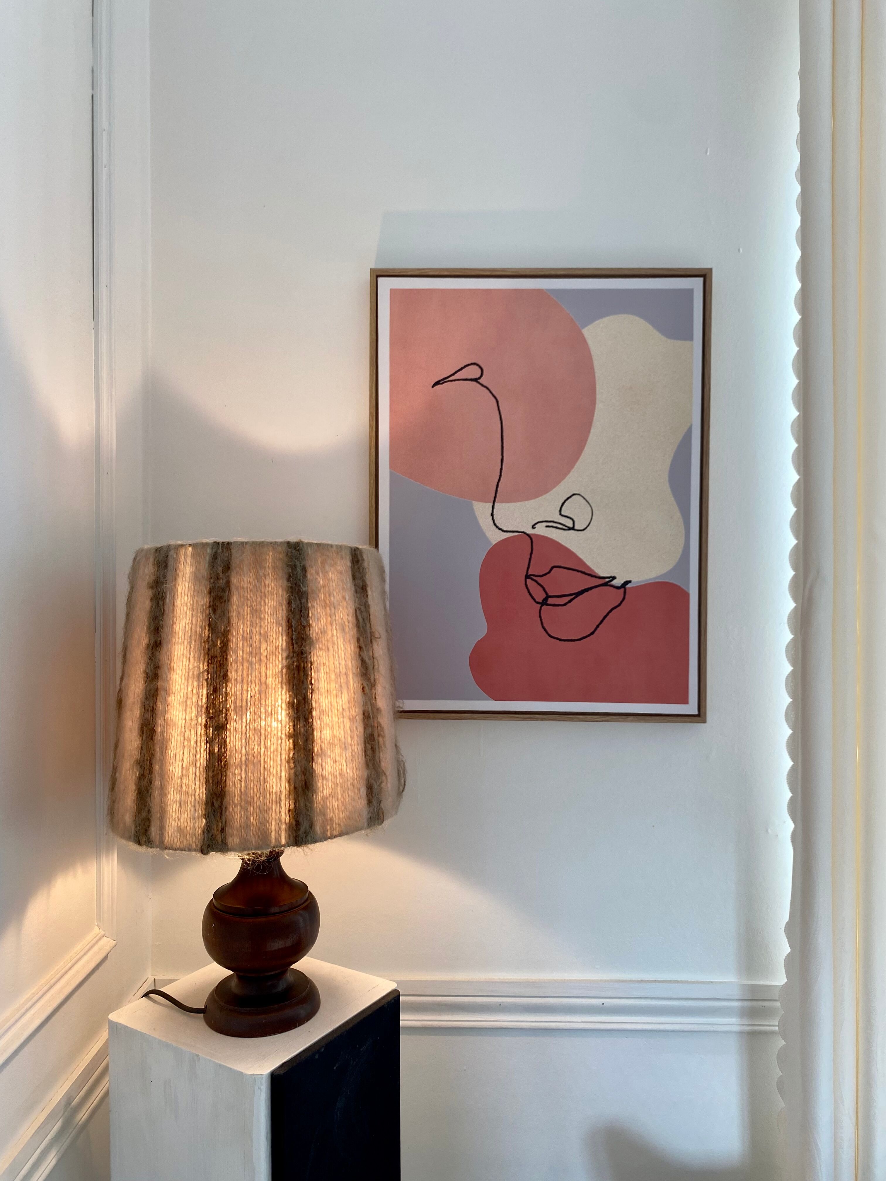 Lampe à poser abat-jour laine vintage