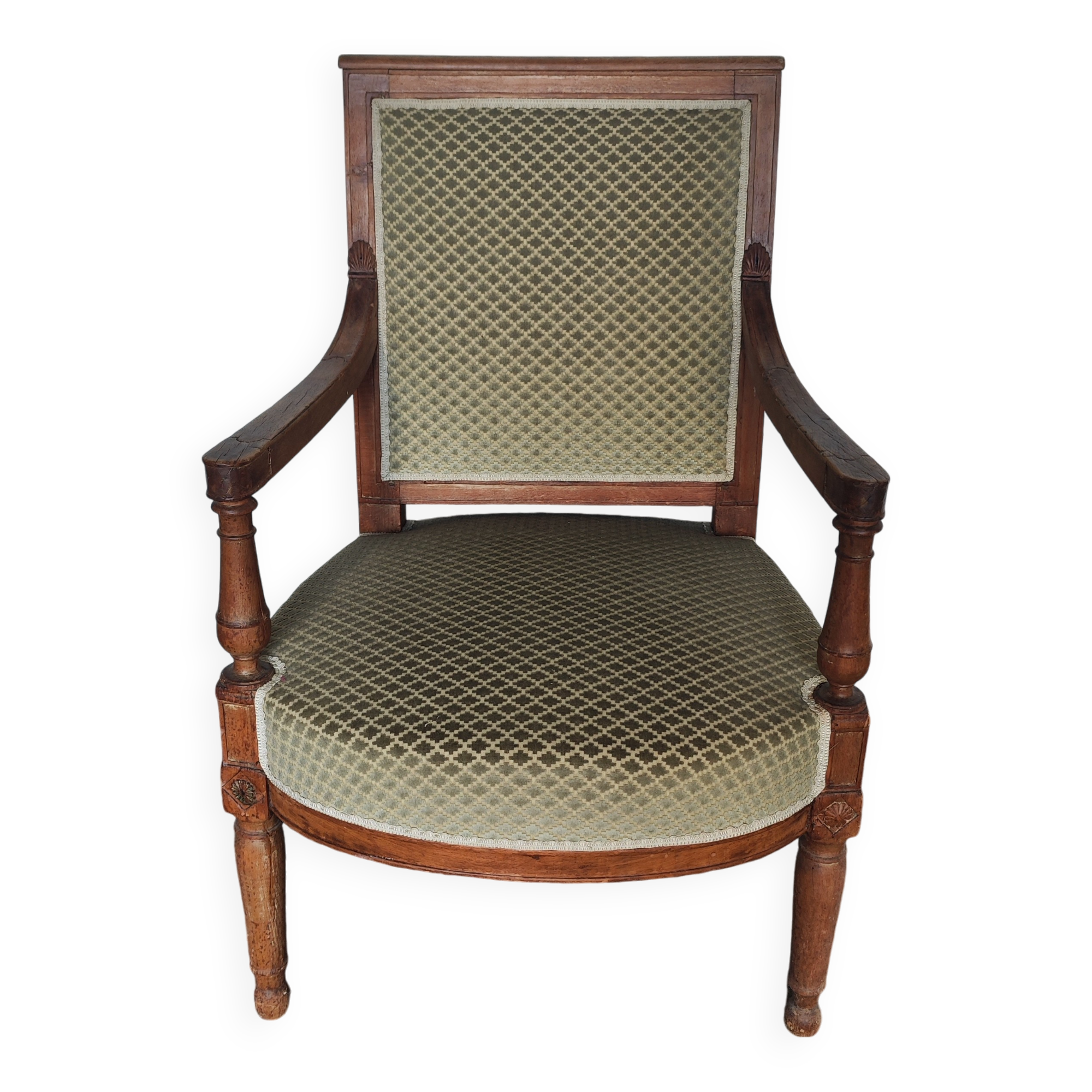 Directoire style armchair with wooden armrests