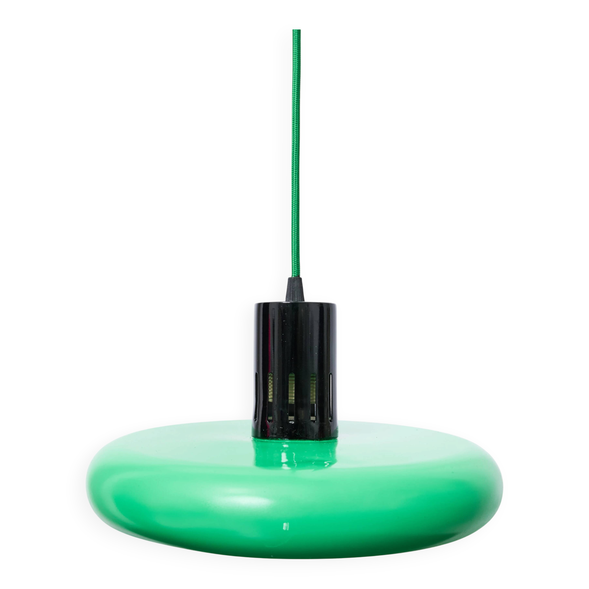 Green and black metal suspension, post-modern, 1980s.