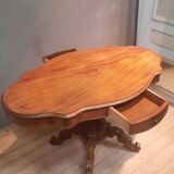 Guéridon, table violon Napoléon III en noyer