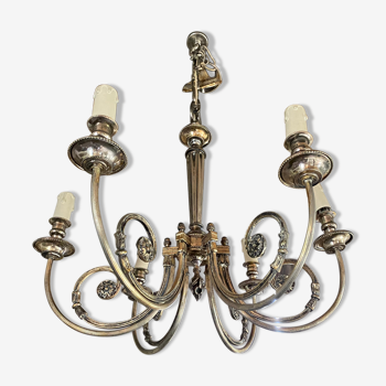 Neo-classical chandelier silver metal
