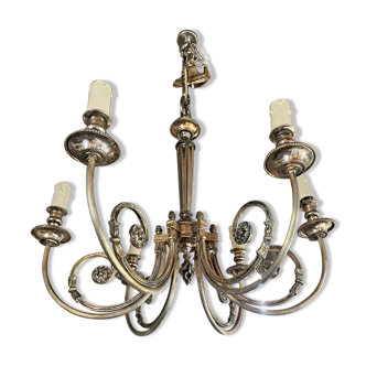 Neo-classical chandelier silver metal