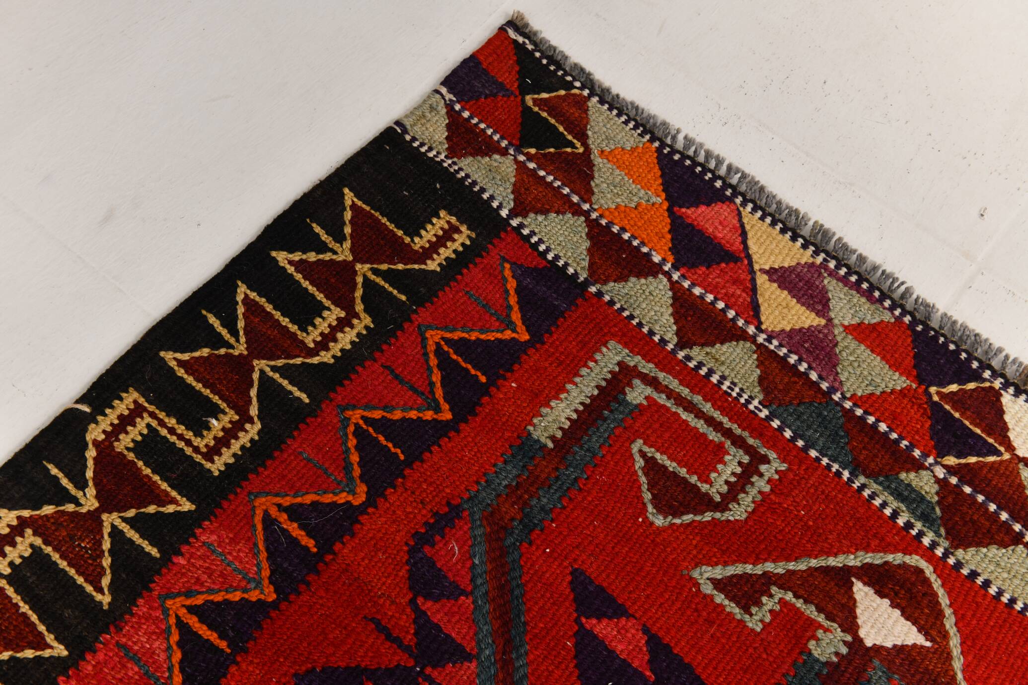 Burgundy & Red Vintage Runner Rug, 99x352Cm