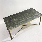 Mid-Century Modern Coffee Table, Glass and Brass