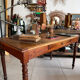 Old farmhouse table with turned legs