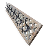 teak wall coat rack with 7 double cast iron hooks