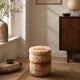 Cylindrical storage pouffe in faux fur 1970