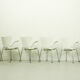 Set of 6 Arne Jacobsen 3207 Armchairs and Dining Table A826 by  Arne Jacobsen for Fritz Hansen