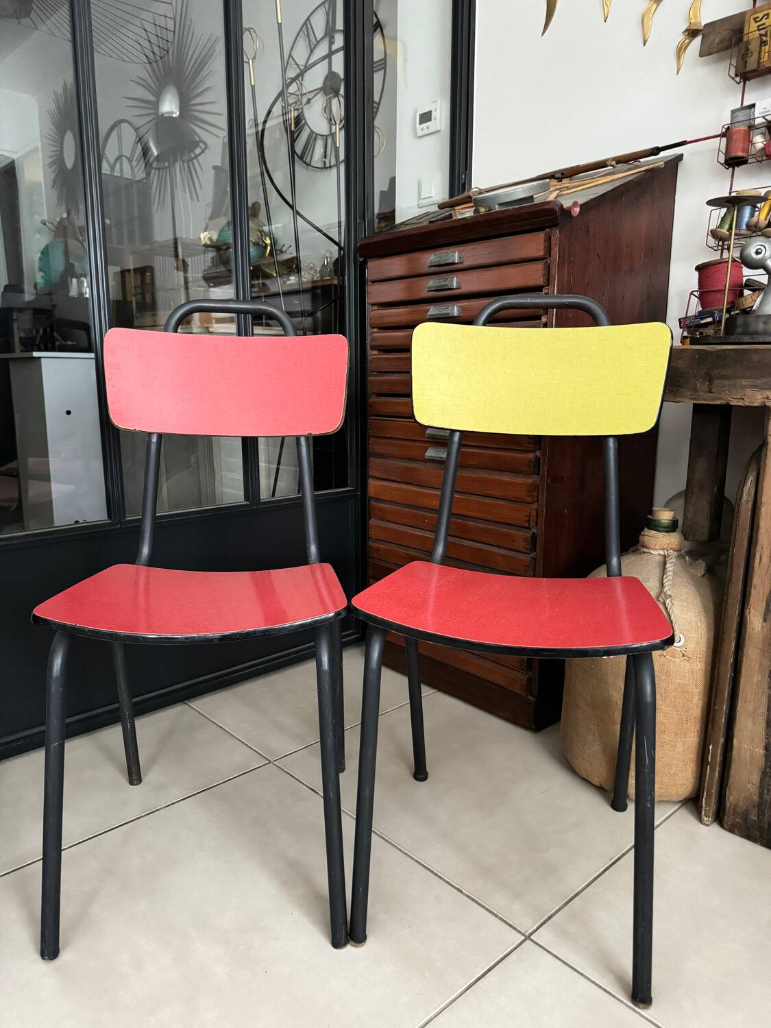Pair of vintage Formica chairs