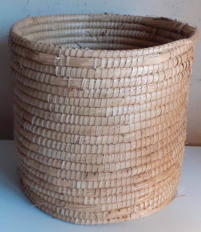 Panière corbeille ronde vintage en paille