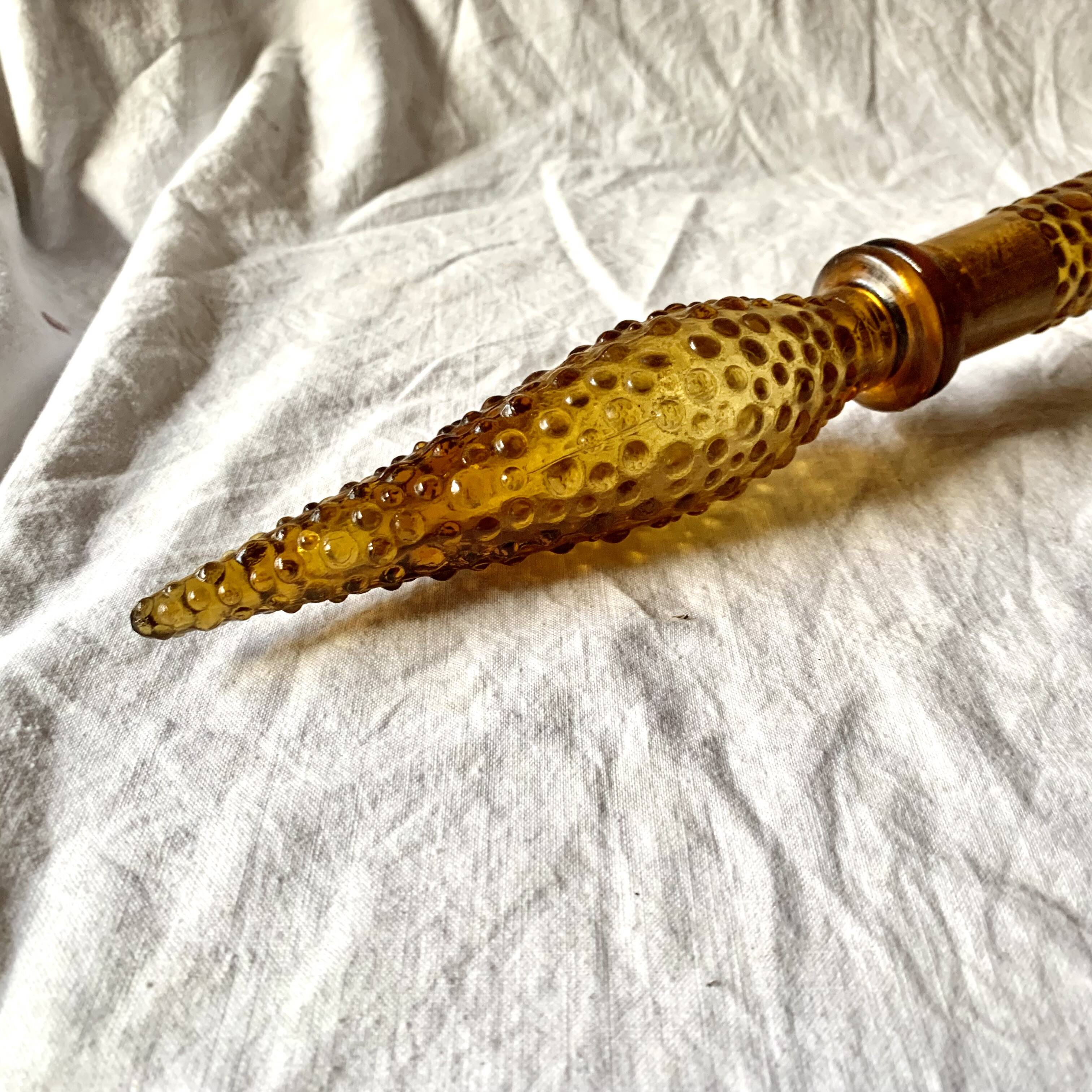 Amber yellow Empoli glass bottle