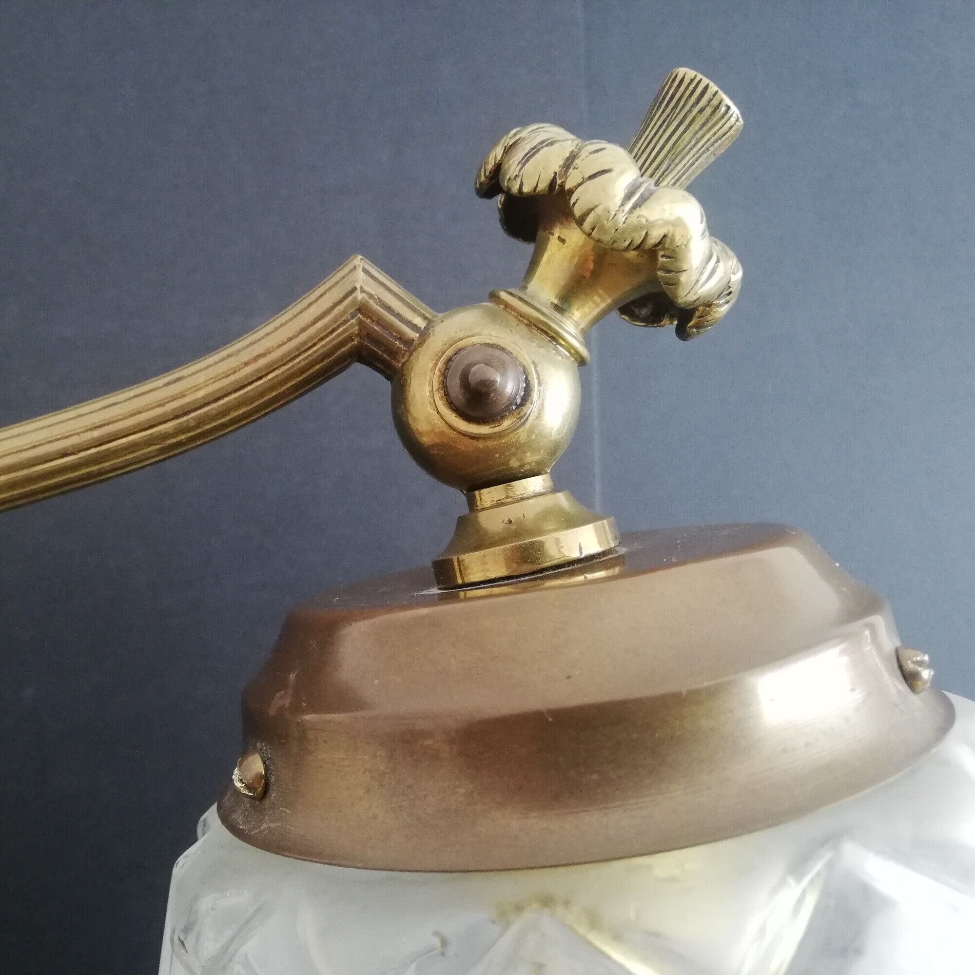 Vintage Art Nouveau French 1930s brass table lamp