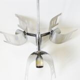 Chandelier ceiling light chrome steel 1970 vintage space age 70s seventies