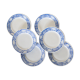 Set of 6 Sarreguemines dessert plates, Rostand pattern