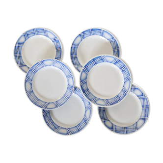 Set of 6 Sarreguemines dessert plates, Rostand pattern