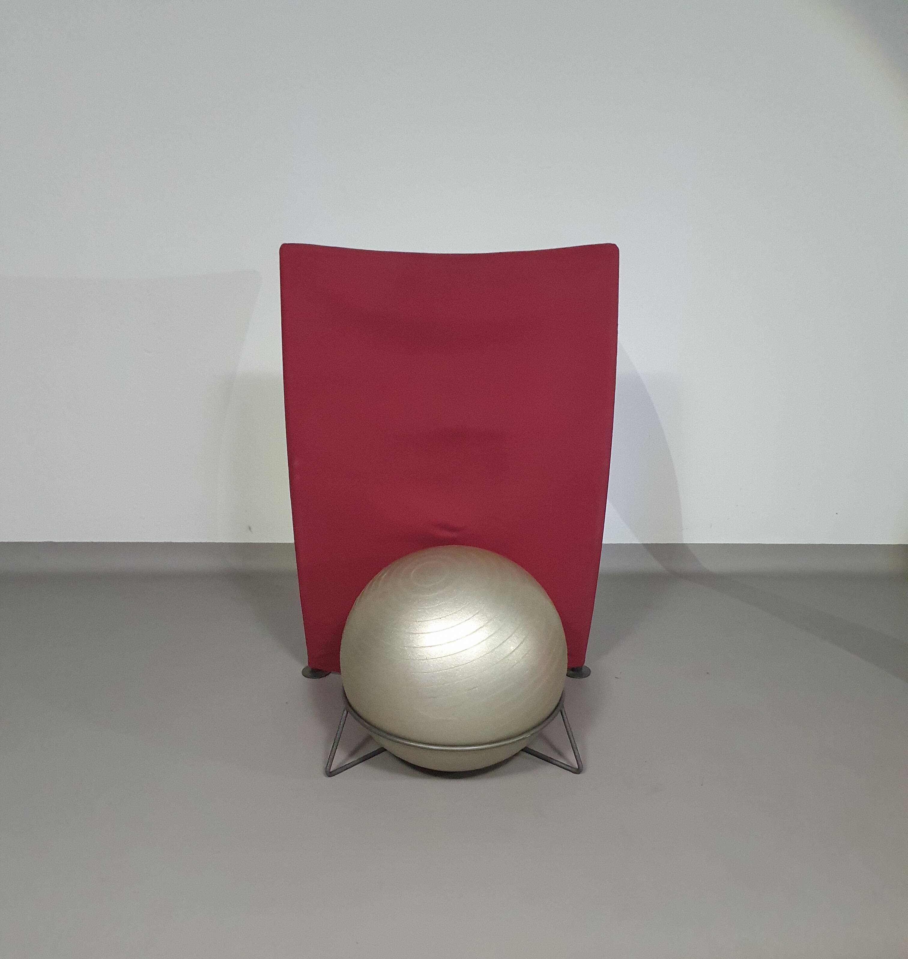 Italian modern bordeaux red ball chair san siro designed by fabrizio ballardini, 1995