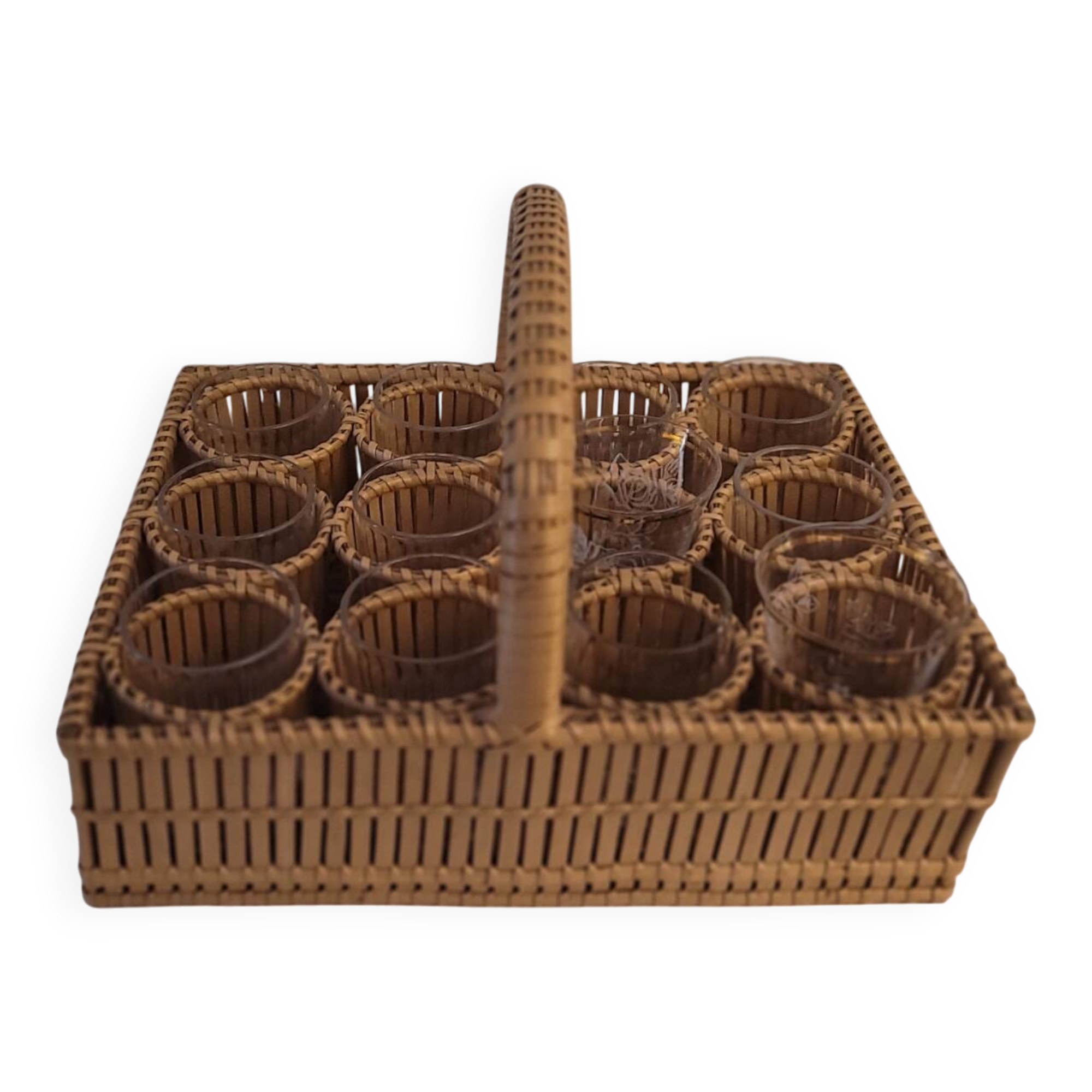 1930 wicker liqueur service basket