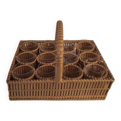 Panier de service à liqueur en osier 1930