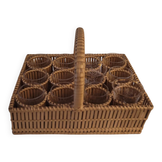 1930 wicker liqueur service basket