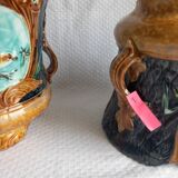 Pair of antique cache-pots in majolica – Art Nouveau 19th century