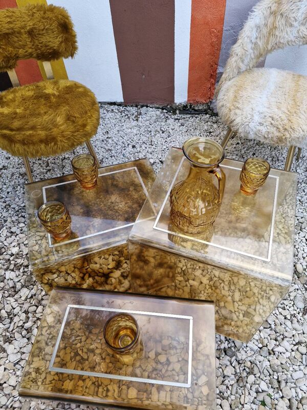 Set 3 Chaises Moumoutes 2 Pelfran, 1 Tonneau 1960-1970