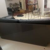 vintage Scandinavian lacquered shell leather lounge