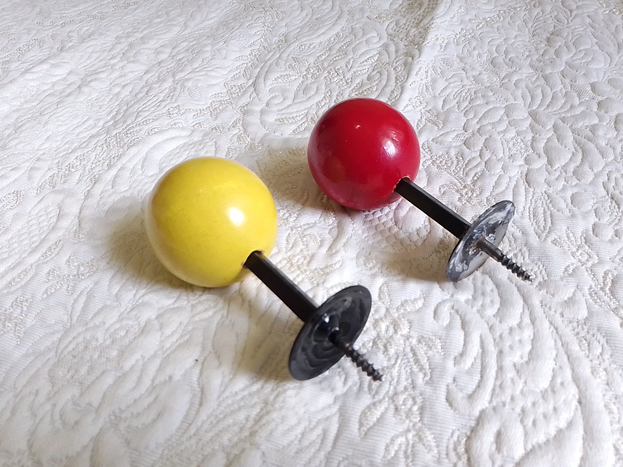 Vintage hook 2 hooks and 2 individual hooks in black metal and tricolor wood