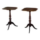 Pair of English side tables / pedestals, walnut, mid-century, 1940s.