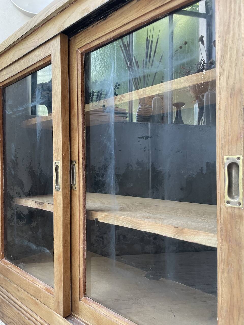 Oak sideboard with glass doors