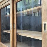 Enfilade meuble de métier chêne portes vitrées