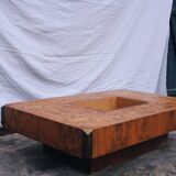 Table basse en loupe d'orme Alveo Willy Rizzo vintage
