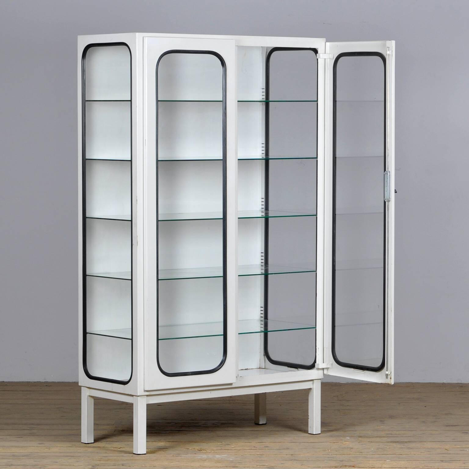 Iron and glass medicine cabinet, 1970s