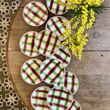 Lot de 12 assiettes dessert anciennes, modèle Sousse de Digoin Sarreguemine