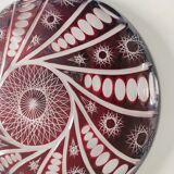 Pocket tray in glass lined plum color and cut