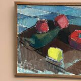 Original Mid Century Swedish Oil On Canvas – “Still Life With Fruits” By Gustaf Höglund – Vintage & Framed