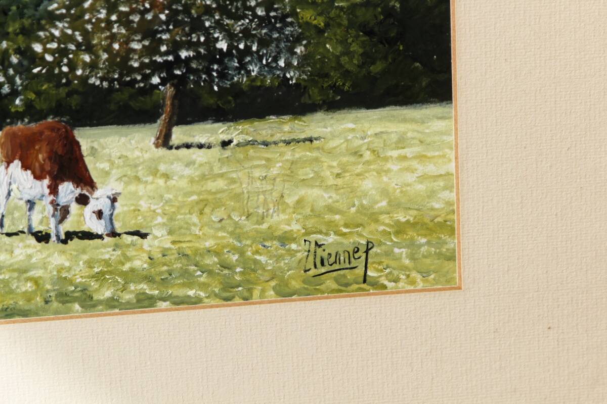 Pastoral oil painting, cows in the meadow