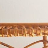 Table basse soleil en rotin vintage