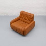 Italian Cognac Leather BBB Bonacina Armchair 1970s