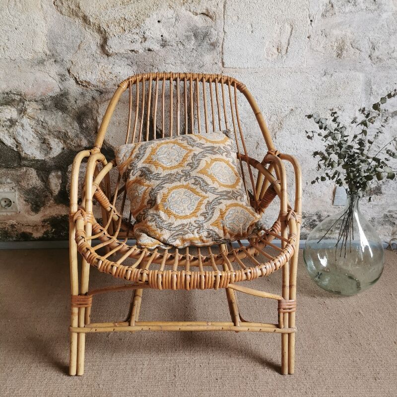 Vintage rattan armchair