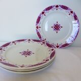4 flat ironstone plates from Moulin des Loups and Hamage, Madeleine model