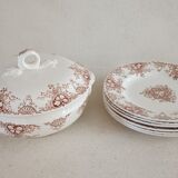 6 plates and vegetable iron earth Lunéville