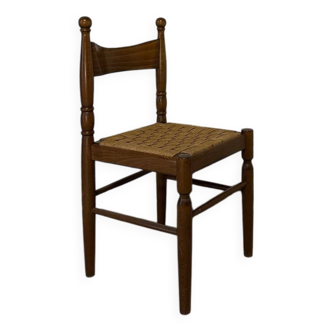 Chaise en bois et corde vintage