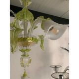 Floral Green Leaves and Milky "Calle" Chandelier