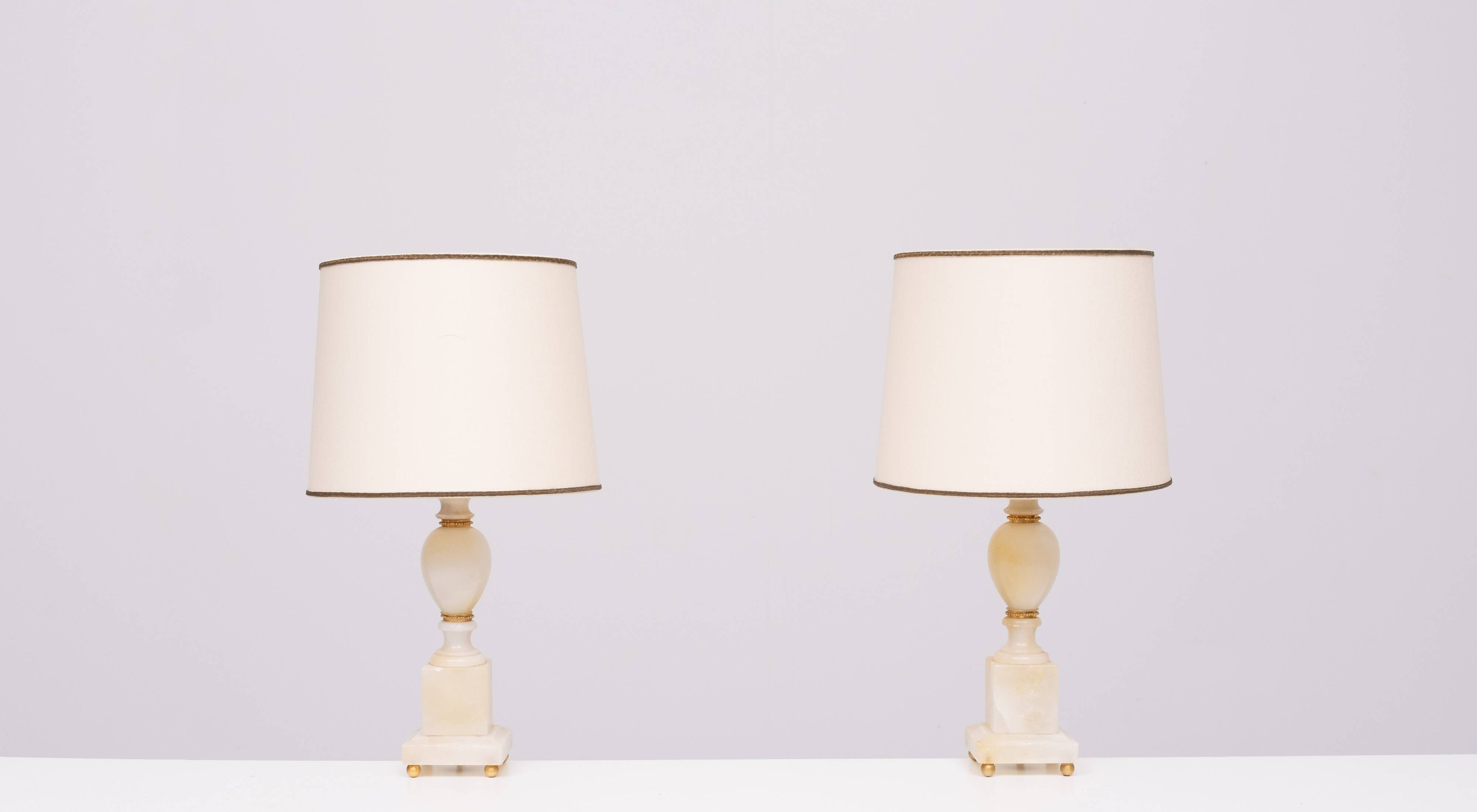 small Marble Table lamps Hollywood Regency 1970s Italy
