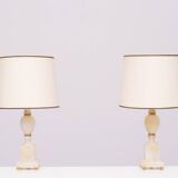 small Marble Table lamps Hollywood Regency 1970s Italy