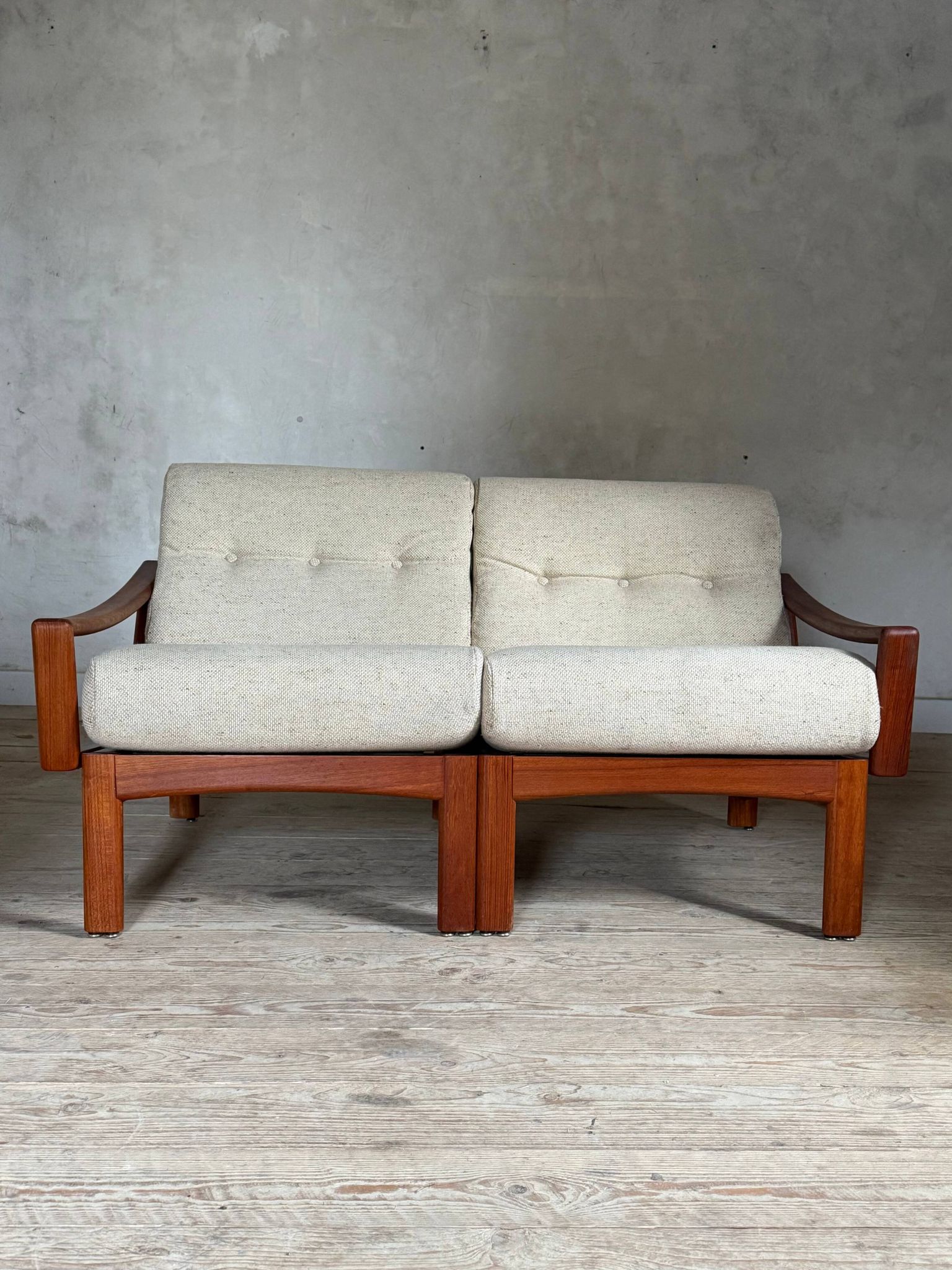 Scandinavian teak 2-seater banquette sofa Kirsten & Sven E. Jensen